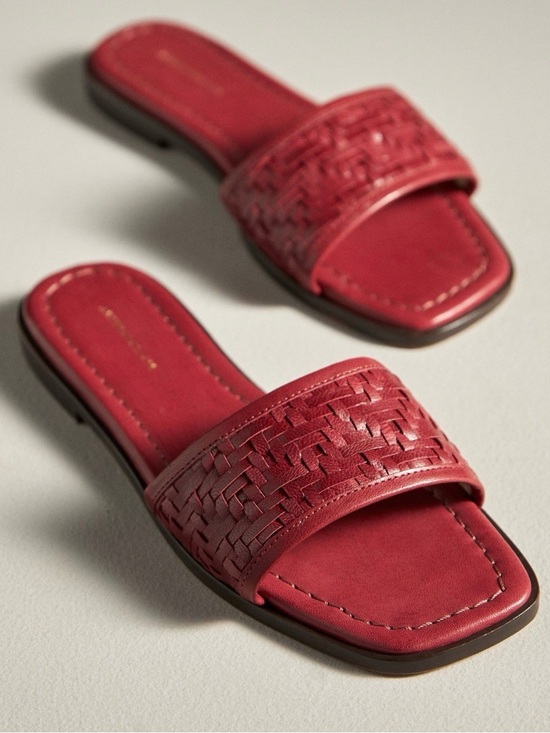 Anthropologie Shoes - Anthropologie Woven Slide Sandals in Crimson
